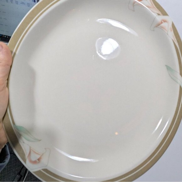 Syracuse China Calla Lily Oval Dinner Plate Cream Brown Floral Design Vintage - Picture 8 of 10